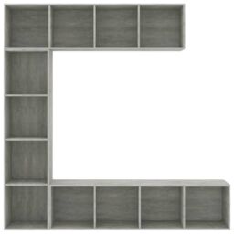 Berkfield Home 3 Piece Book/TV Cabinet Set Concrete Grey 180x30x180 cm - Size: 180 x 30 x 180 cm - thumbnail 4