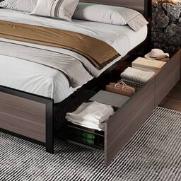 BTM Grey Iron Bed with LED, 4 Drawers & USB-C Charging - Size: Single - thumbnail 9
