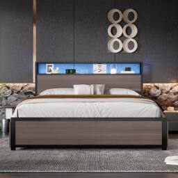 BTM Grey Iron Bed with LED, 4 Drawers & USB-C Charging - Size: Single - thumbnail 2