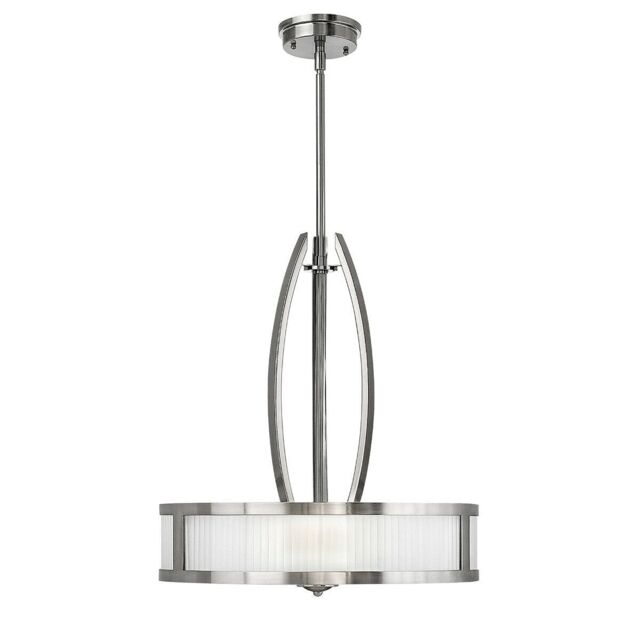 Loops 3 Bulb Ceiling Pendant Light Fitting Brushed Nickel LED G9 3.5W Bulb in Metallics - image 1