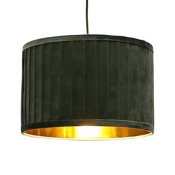 First Choice Lighting Set of 2 Sundance - Dark Green with Gold Pleated 30cm Lamp Shades - thumbnail 4