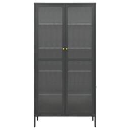 Berkfield Home Durable Display Cabinet Anthracite 90x40x180 cm Steel & Tempere in Black - Size: 90 x 40 x 180 cm - thumbnail 4