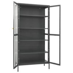 Berkfield Home Durable Display Cabinet Anthracite 90x40x180 cm Steel & Tempere in Black - Size: 90 x 40 x 180 cm - thumbnail 7