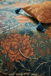 Morris & Co 'Honeysuckle & Tulip' Cotton Duvet Cover Set in Teal - Size: Double - thumbnail 4