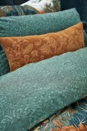 Morris & Co 'Honeysuckle & Tulip' Cotton Duvet Cover Set in Teal - Size: Double - thumbnail 3