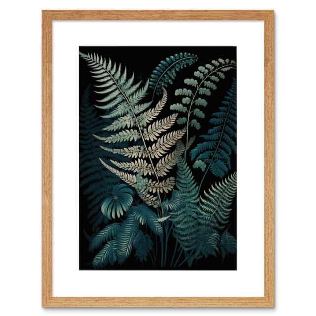 "Artery8 Wall Art Print Fern Frond Detailed Botanical Species Artwork Framed 9X7 Inch in Beige - Size: W7"" x H9""" - image 1