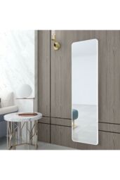 Living and Home 37cm W x 147cm H Rectangular Full Length Mirror with Metal Frame in White - Size: 37 cm W x 147 cm H - thumbnail 2