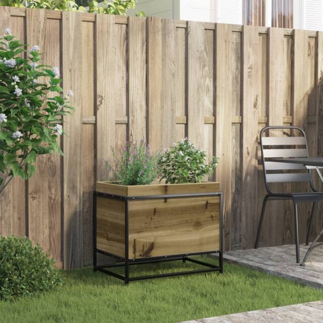 Berkfield Home Beautiful Garden Planter 60x40x50 cm Impregnated Wood Pine in Brown - Size: 60 x 40 x 50 cm - image 1