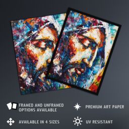 "Artery8 Jesus Face Portrait Religious Painting Framed Art Print - Size: W12"" x H16""" - thumbnail 2
