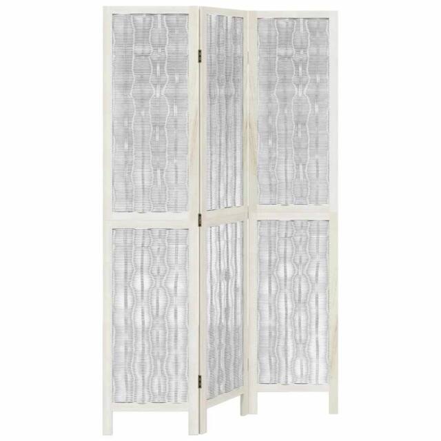 Berkfield Home Room Divider 3 Panels White Solid Wood Paulownia - image 1