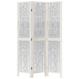 Berkfield Home Room Divider 3 Panels White Solid Wood Paulownia - thumbnail 4