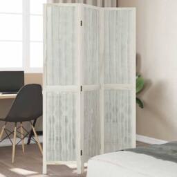 Berkfield Home Room Divider 3 Panels White Solid Wood Paulownia - thumbnail 2