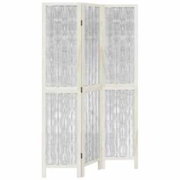 Berkfield Home Room Divider 3 Panels White Solid Wood Paulownia - thumbnail 1