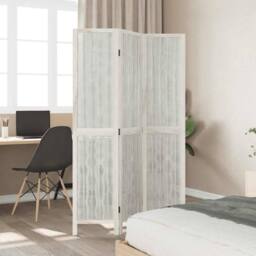 Berkfield Home Room Divider 3 Panels White Solid Wood Paulownia - thumbnail 3