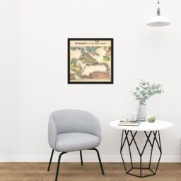 "Artery8 Wall Art Print Evening Post 1898 Political Map West Indies Square Framed Picture 16X16 Inch in Black - Size: W16"" x H16""" - thumbnail 2