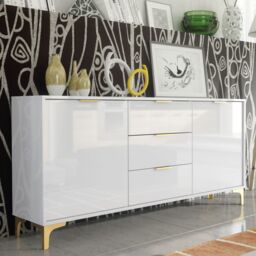 Creative Furniture Goldline Gloss Sideboard 140cm - Sleek Full-Gloss Design in White or Black