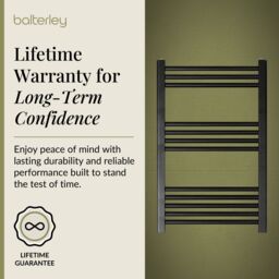 Balterley Straight Heated Towel Rail Radiator, 542W, 600 x 800mm, Matt Black - thumbnail 7