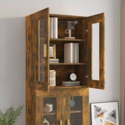 Berkfield Home Hanging Wall Cabinet Smoked Oak 69.5x34x90 cm in Brown - thumbnail 8