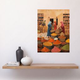 "Artery8 Wall Art Print Traditional Rural Indian Food Market Watercolour Artwork Spices Herbs Poster in Beige - Size: W12"" x H16""" - thumbnail 2