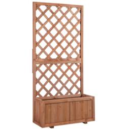 STILVORA Wooden Planter with Trellis 72.5 cm Orange in Natural - thumbnail 4