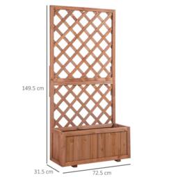 STILVORA Wooden Planter with Trellis 72.5 cm Orange in Natural - thumbnail 3