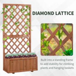 STILVORA Wooden Planter with Trellis 72.5 cm Orange in Natural - thumbnail 5