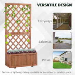 STILVORA Wooden Planter with Trellis 72.5 cm Orange in Natural - thumbnail 7