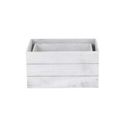 Red Hamper Set of 2 Vintage Effect Heart Cut Handle Wooden Storage Crate in Grey - thumbnail 3