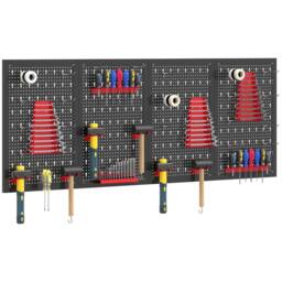 HOMCOM 38 Pcs Wall-Mounted Pegboard with Hooks & Storage Shelves in Black - Size: 60 cm - thumbnail 2