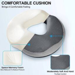 NESTLUNE Donut Cushion Memory Foam Medical Ring Seat Pain in Grey - Size: 100 cm x 190 cm - thumbnail 3