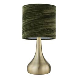 First Choice Lighting Romana - Antique Brass Touch Table Lamp with Green Crushed Velvet in Bronze - thumbnail 2