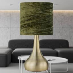 First Choice Lighting Romana - Antique Brass Touch Table Lamp with Green Crushed Velvet in Bronze - thumbnail 3