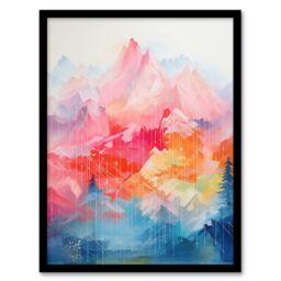 "Wee Blue Coo Wall Art Print Natural Geometry Multicoloured Mountains Living Room Framed - Size: W12"" x H16""" - thumbnail 1