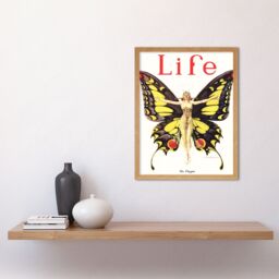 "Artery8 Wall Art Print Magazine Cover 1922 The Flapper Woman Butterfly Dancer Bright Vintage Cover Art Framed in Light Oak - Size: W12"" x H16""" - thumbnail 2