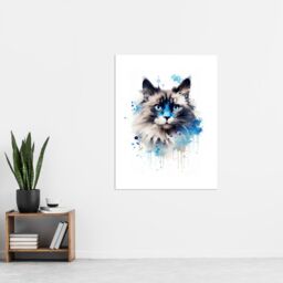 "Artery8 Wall Art Print Birman Cat Lovers Gift Watercolour Pet Portrait Painting Artwork Poster - Size: W12"" x H16""" - thumbnail 4