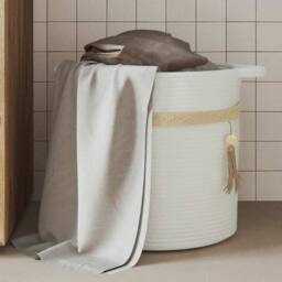 Berkfield Home Storage Basket White √ò38x36 cm Cotton - Size: 38x36 cm - thumbnail 2