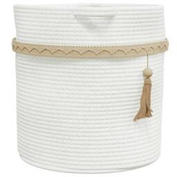 Berkfield Home Storage Basket White √ò38x36 cm Cotton - Size: 38x36 cm - thumbnail 5
