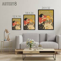 "Artery8 Chocolate & Tea French Vintage Advert Steinlen Framed Canvas Art - Size: W18"" x H24""" - thumbnail 4