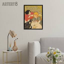 "Artery8 Chocolate & Tea French Vintage Advert Steinlen Framed Canvas Art - Size: W18"" x H24""" - thumbnail 3