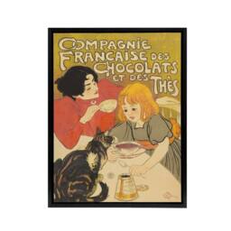 "Artery8 Chocolate & Tea French Vintage Advert Steinlen Framed Canvas Art - Size: W18"" x H24""" - thumbnail 1