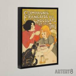 "Artery8 Chocolate & Tea French Vintage Advert Steinlen Framed Canvas Art - Size: W18"" x H24""" - thumbnail 2