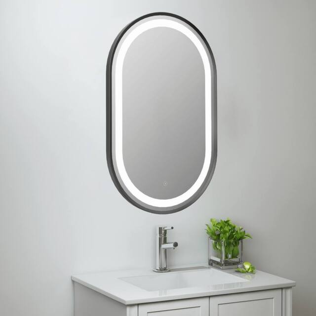 Bathroom Kingdom Martha Black Oval LED Mirror 500x800mm - image 1