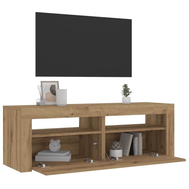 Berkfield Home Bedside Cabinets 2 pcs with LEDs Artisan Oak 60x35x40 cm in Brown - Size: 60 x 35 x 40 cm - image 1