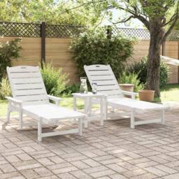 Berkfield Home Sun Loungers 2 pcs White 162x53x98.5 cm HDPE - thumbnail 3