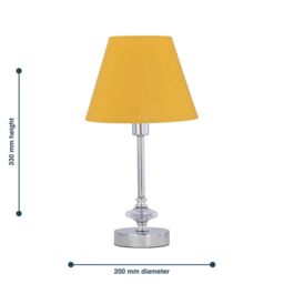 First Choice Lighting Chrome Jewelled Table Lamp with Ochre Yellow Shade in Silver - thumbnail 4