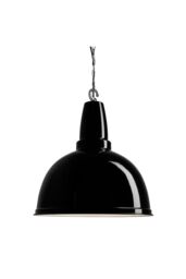 Industville Retro Large Pendant, 17 Inch, Black, Chrome Hook Chain Holder in Black - thumbnail 1