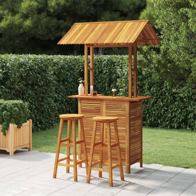 Berkfield Home 3 Piece Garden Bar Set Solid Wood Acacia in Brown - image 1
