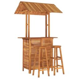 Berkfield Home 3 Piece Garden Bar Set Solid Wood Acacia in Brown - thumbnail 3
