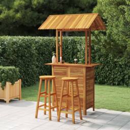 Berkfield Home 3 Piece Garden Bar Set Solid Wood Acacia in Brown - thumbnail 1