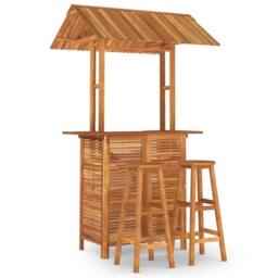 Berkfield Home 3 Piece Garden Bar Set Solid Wood Acacia in Brown - thumbnail 2